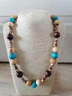 Nieuwe zelfgemaakte ketting met houten kralen, Sieraden, Tassen en Uiterlijk, Kettingen, Ophalen of Verzenden, Nieuw, Overige kleuren