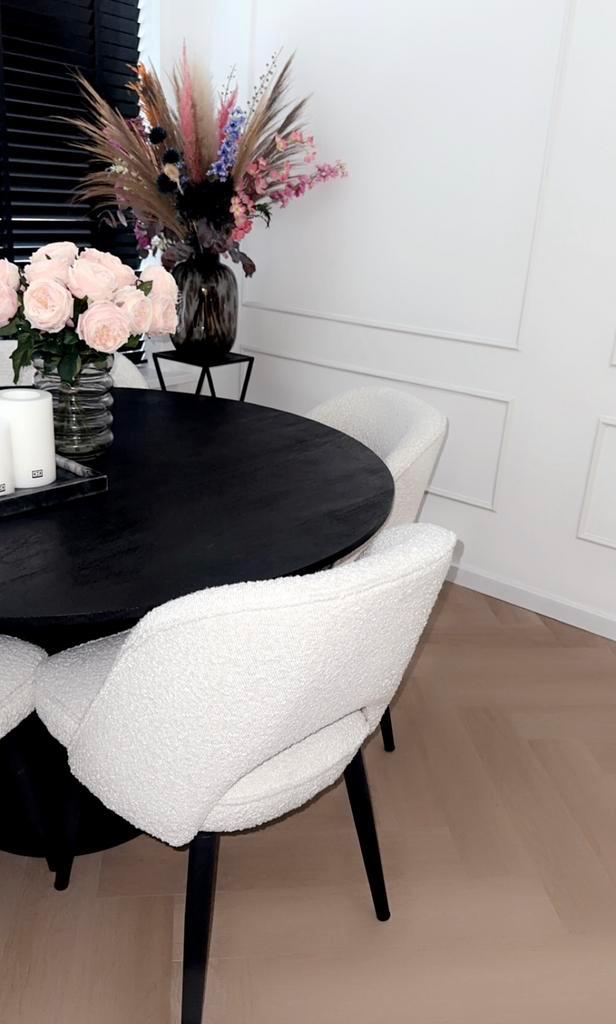 Eetkamerstoelen, Huis en Inrichting, Stoelen, Zo goed als nieuw, Vijf, Zes of meer stoelen, Stof, Wit, Ophalen of Verzenden