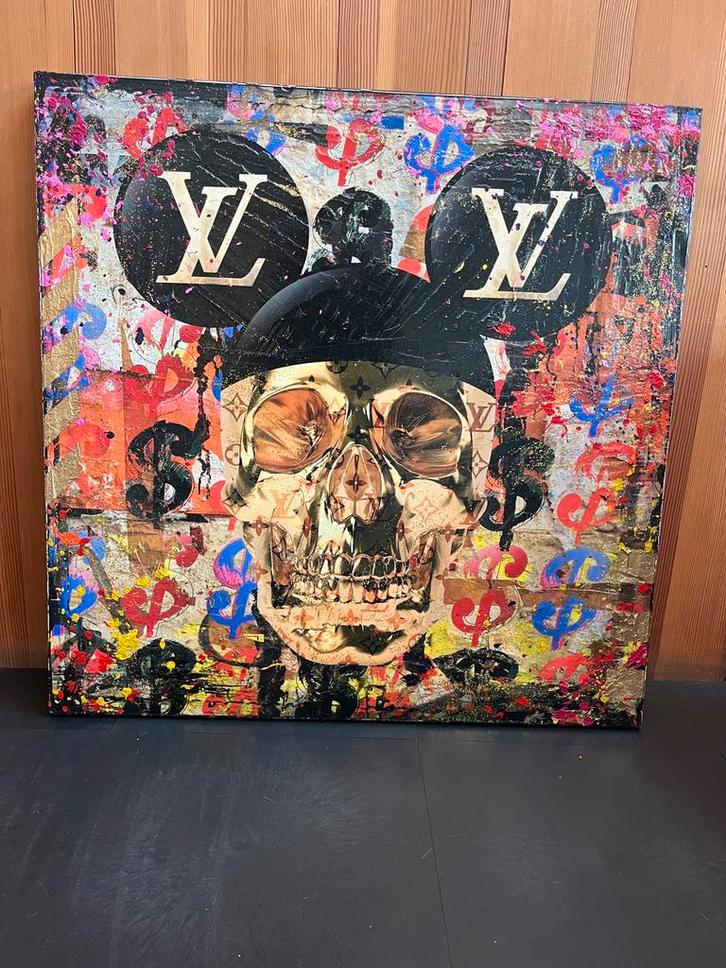 LV Skull pop art painting, Antiek en Kunst, Kunst | Schilderijen | Modern, Ophalen