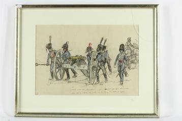 Haagse School "MILITAIREN met GESCHUT'" 34 X 50 cm (Israëls) beschikbaar voor biedingen