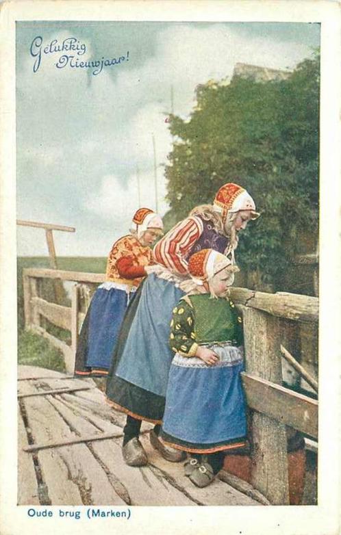 (377-555-009) Marken  Oude Brug, Verzamelen, Ansichtkaarten | Nederland, Noord-Holland, Verzenden
