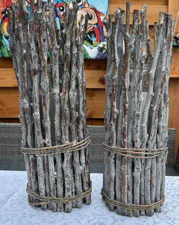 2 x luxe vaas / windlicht van hout takken 60 cm beschikbaar voor biedingen