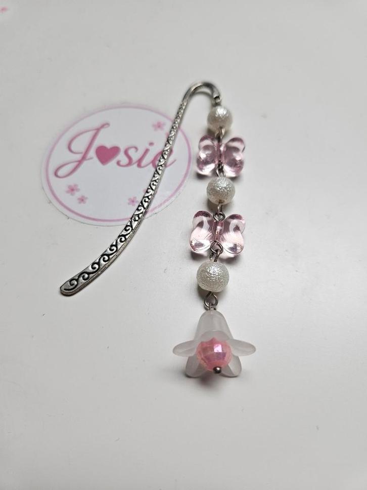 Roze Boekenlegger met Vlinders en Bloem #5, Verzamelen, Boekenleggers, Nieuw, Overige onderwerpen, Ophalen