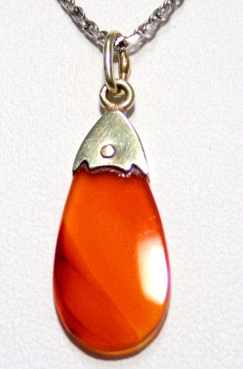 Schitterende 18 Kt Geel Gouden Carneool Hanger, Sieraden, Tassen en Uiterlijk, Antieke sieraden, Hanger, Goud, Met edelsteen, Verzenden