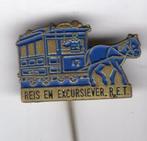 Reis en Excursiever. R.E.T. blauw op koper speldje ( F_090 ), Verzamelen, Speldjes, Pins en Buttons, Nieuw, Transport, Speldje of Pin