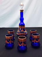 Murano Italiaanse Handgeblazen Karaf 6 glazen 24K gouden, Ophalen of Verzenden