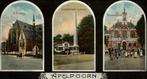 Apeldoorn, 3-luik met R.K Kerk, Gedenknaad & Gemeentehuis, Gelopen, Gelderland, Ophalen of Verzenden, Voor 1920