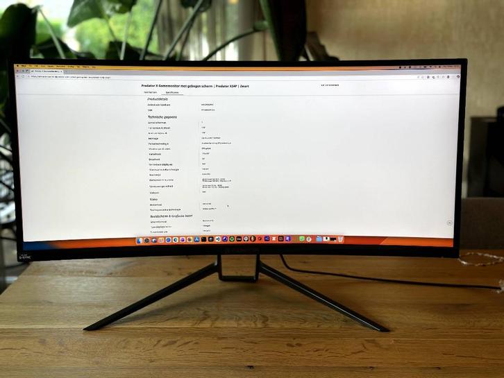 Acer Predator X34P 34" UW-QHD (3440 x 1440) 120 Hz, Computers en Software, Monitoren, Zo goed als nieuw, 101 t/m 150 Hz, DisplayPort
