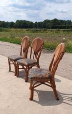 Set 3 pencil reed stoelen italiaans design, Huis en Inrichting, Ophalen, Vintage retro seventies natural ibiza, Riet of Rotan