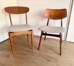 Set vintage Deens design stoelen refurbished, Huis en Inrichting, Stoelen, Ophalen, Hout, Twee, Bruin
