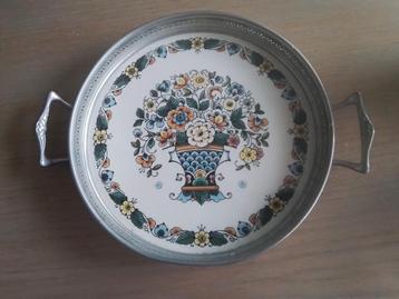 Mooie delfts aardewerk zilvertin dienblad beschikbaar voor biedingen