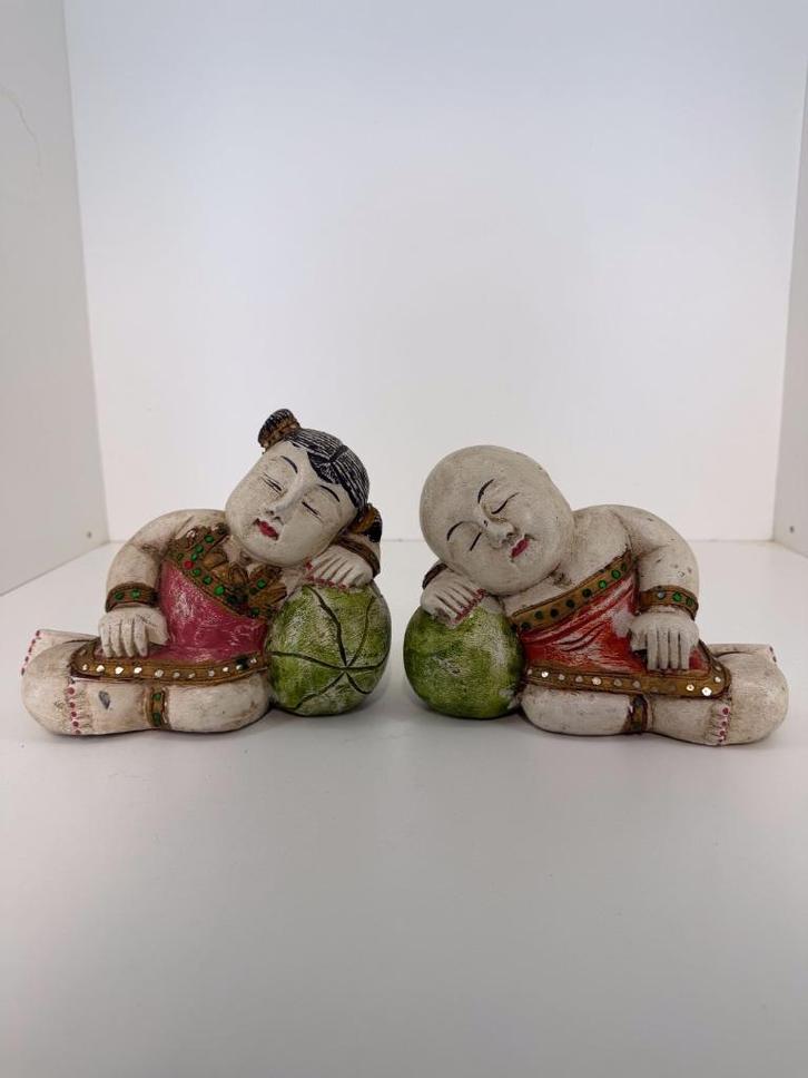 Set handgesneden Aziatische beelden, Antiek en Kunst, Kunst | Beelden en Houtsnijwerken, Ophalen of Verzenden