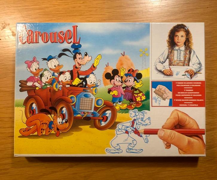 Walt Disney Carousel Mickey Mouse Stempelset stempeldoos, Verzamelen, Disney, Gebruikt, Ophalen of Verzenden