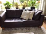 Bruin leer 2 en 3 zits banken  1.80 m en 2.00 m, Huis en Inrichting, Ophalen, Gebruikt, Driepersoons, Leer