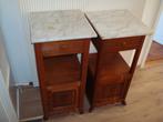VINTAGE FRANSE NACHTKASTJES MET MARMER PLAAT 1900/10, Ophalen, Zo goed als nieuw, 45 tot 65 cm, 70 cm of meer