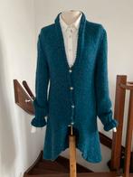 Turquoise handgemaakt vest met ronde onderkant - Maat M, Kleding | Dames, Truien en Vesten, Ophalen of Verzenden, Zo goed als nieuw