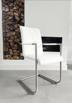 4/6 wit lederen Henders & Hazel design eetkamerstoelen., Ophalen, Wit, Henders en Hazel, Zo goed als nieuw