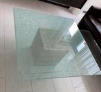 Glazen design salontafel met gebroken glas (crackle) effect, Huis en Inrichting, Tafels | Salontafels, Ophalen, 100 tot 150 cm