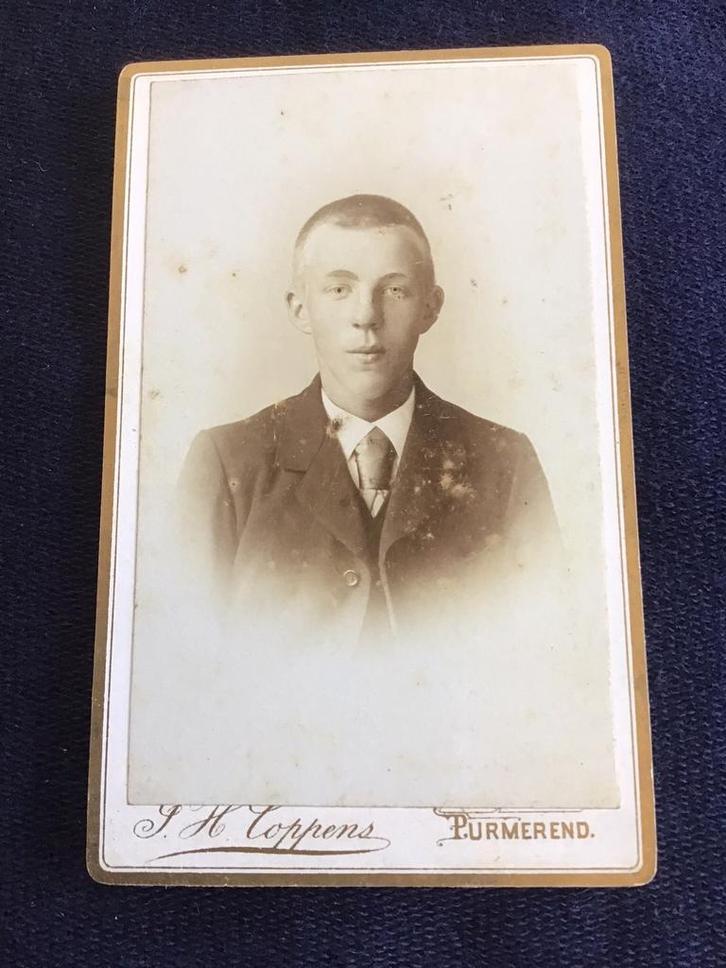 CDV, Jongeman, J.H. Coppens, Purmerend, Carte de Visite, Verzamelen, Foto's en Prenten, Gebruikt, Foto, Voor 1940, Ophalen of Verzenden