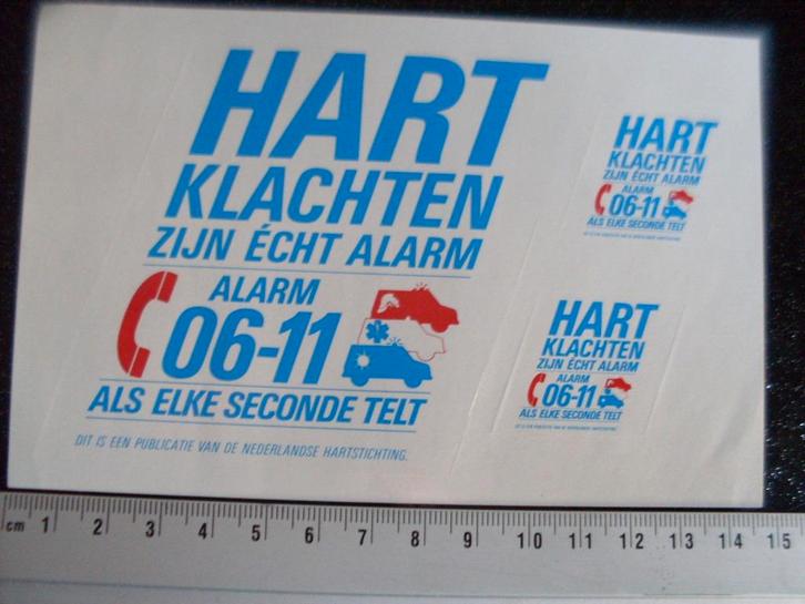 3x sticker hart klachten zijn echt alarm 06-11 hartstichting, Verzamelen, Stickers, Zo goed als nieuw, Bedrijf of Vereniging, Ophalen of Verzenden