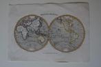 WERELDKAART WERELDBOLLEN Gravure ANNO 1838 Handgekleurd E5, Verzenden, Gelezen, 1800 tot 2000, Landkaart