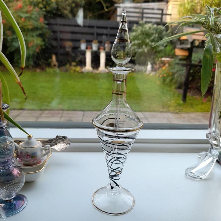 Vintage Glazen Parfumfles met Dop, Antiek en Kunst, Antiek | Glas en Kristal, Ophalen of Verzenden