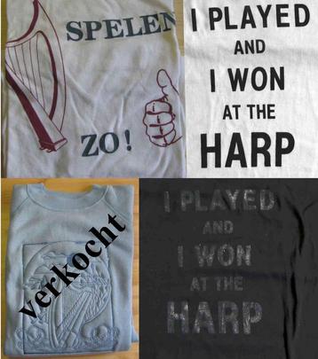 T-shirts met afbeeldingen van een Keltische harp beschikbaar voor biedingen