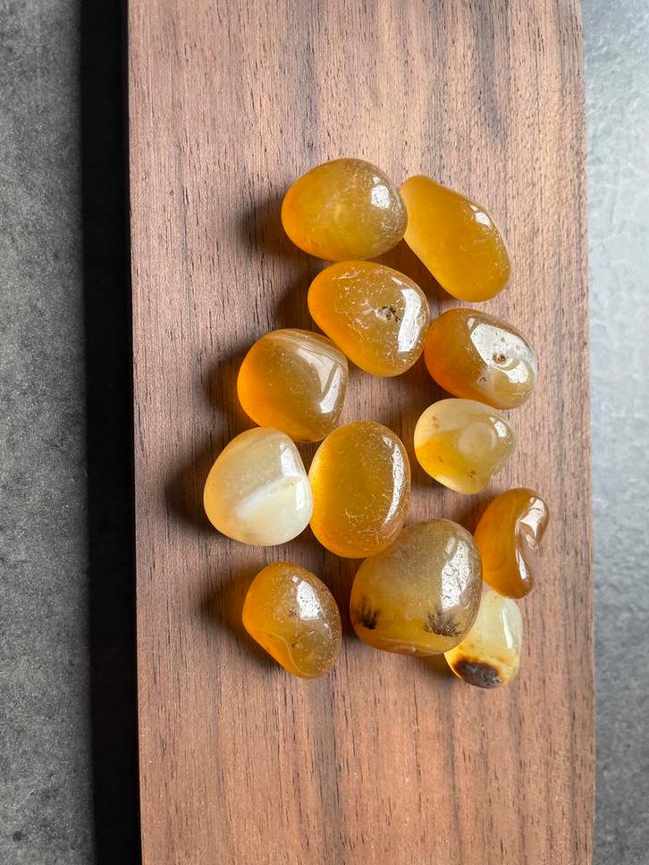 12 Gele Agaat Trommelstenen, Sieraden, Tassen en Uiterlijk, Edelstenen, Nieuw, Ophalen of Verzenden