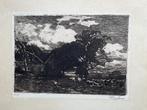 Willem Zwart, ets Donker wolken boven boerderij, Antiek en Kunst, Ophalen of Verzenden