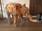 2 grote olifanten teak hout, Antiek en Kunst, Kunst | Beelden en Houtsnijwerken, Ophalen