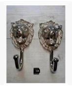2 x leeuwenkop kapstok metaal, 20 x 10 cm pr.p.stuk, Huis en Inrichting, Woonaccessoires | Kapstokken, Wandkapstok, Nieuw, Ophalen of Verzenden