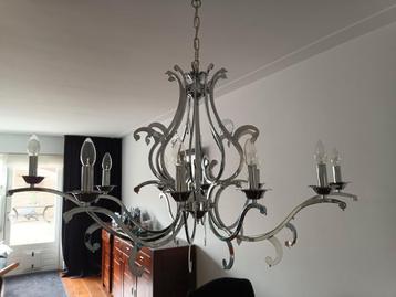 Grote chroom Kroonluchter 125 x 65 compleet met  kristallen  beschikbaar voor biedingen