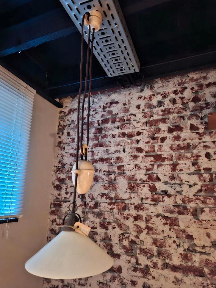 Antieke hanglamp, in hoogte verstelbaar, keukenlamp,, Antiek en Kunst, Antiek | Lampen, Ophalen