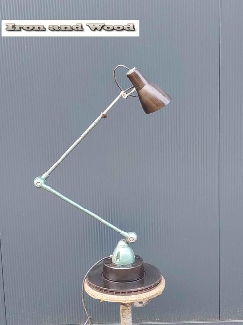 Lumina ; oude vintage groen zwarte werkplaatslamp/bureaulamp, Huis en Inrichting, Lampen | Tafellampen, Gebruikt, 75 cm of meer