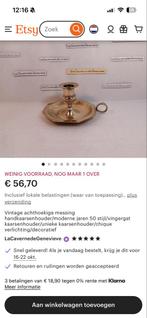 Vintage Messing Kandelaar, Gebruikt, Bruin, Ophalen of Verzenden, Metaal