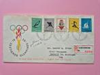 FDC E26 1956 Olympische Spelen - getypt adres -geregist., Postzegels en Munten, Postzegels | Eerstedagenveloppen, Ophalen of Verzenden