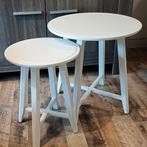 Ikea Kragsta bijzettafel salontafel tafeltjes set wit, Minder dan 55 cm, Rond, Zo goed als nieuw, Ikea