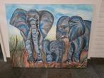 Schilderij olifanten, Huis en Inrichting, Woonaccessoires | Schilderijen, Tekeningen en Foto's, Schilderij, Zo goed als nieuw
