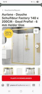 Aurlane Douchedeur Factory Goud 140x200 douchewand schuif, Doe-het-zelf en Verbouw, Sanitair, Ophalen, Nieuw, Glas, Douche