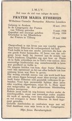 frater Wilhelmus Leenders 1911 Arnhem + 1960 Tilburg, 49 jr, Verzamelen, Verzenden