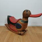 Hand gemaakt massief hout schommel eend. Houten beeld, Ophalen of Verzenden