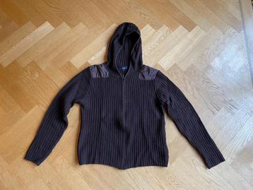 Donkerbruin wollen damesvest met rits en capuchon mt S beschikbaar voor biedingen