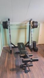 squat rack, vertelbare bank, stang en gewichten, Ophalen, Gebruikt, Fitnessbank