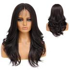 Swiss lace front pruik lang haar in laagjes Dark Chocolate, Verzenden, Nieuw, Pruik of Haarverlenging