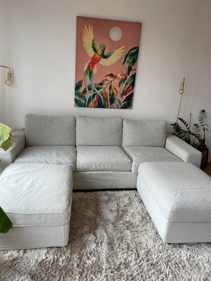 Ikea Kivik bank met 2 afzonderlijke voetenbanken, Huis en Inrichting, Banken | Bankstellen, Gebruikt, Rechte bank, Vierpersoons of meer