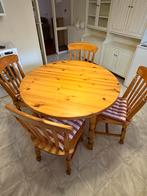 Grenen eettafel met 4 stoelen, Ophalen, Zo goed als nieuw, 4 tot 6 stoelen