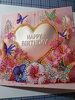 Diamond painting kaart happy birthday hart met bloemen, Ophalen of Verzenden, Nieuw, Overige thema's