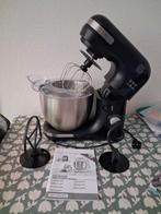 Zwarte keukenmachine met RVS kom en accessoires, 4 liter of meer, Ophalen of Verzenden, Gebruikt, 3 snelheden of meer