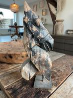 Antiek houten paardenhoofd op ijzeren plateau, Huis en Inrichting, Woonaccessoires | Overige, Ophalen of Verzenden, Zo goed als nieuw