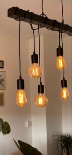 Houten hanglamp met 6 lampen, Ophalen of Verzenden, Gebruikt, Hout, Minder dan 50 cm